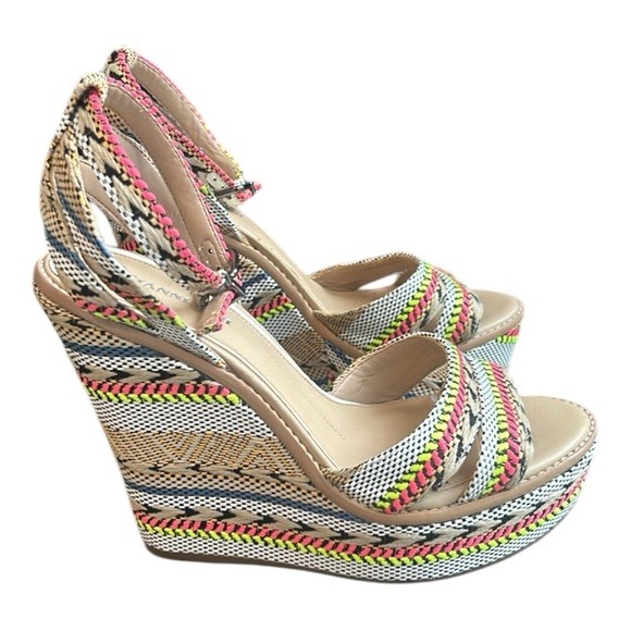 Gianni Bini Multicoloured Ankle Strap Platform Wedge Boho Sandals Women Size 7.5 - Picture 1 of 17